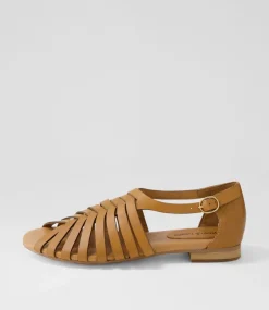 Pleva Tan Leather Sandals
