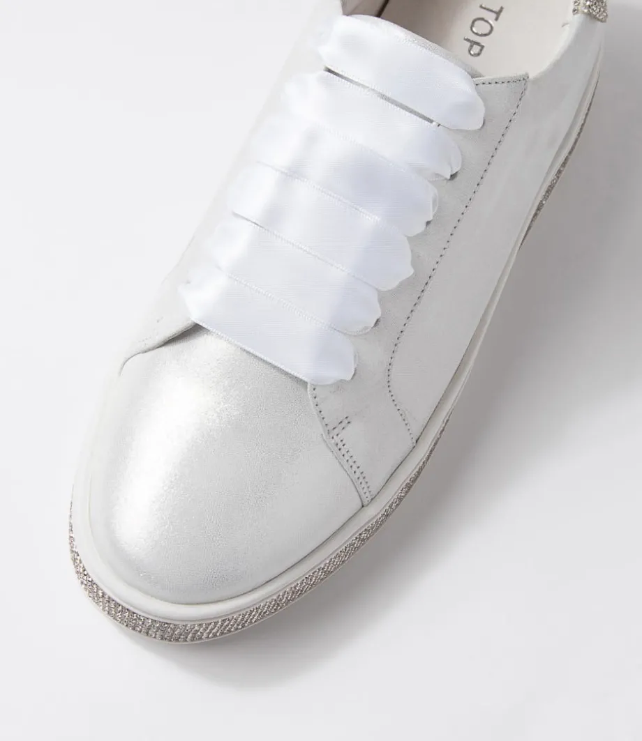 Pluma White Shimmer Silver Leather Jewels Sneakers