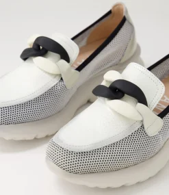 Polinesia 13 White Panna Mesh Leather Loafers