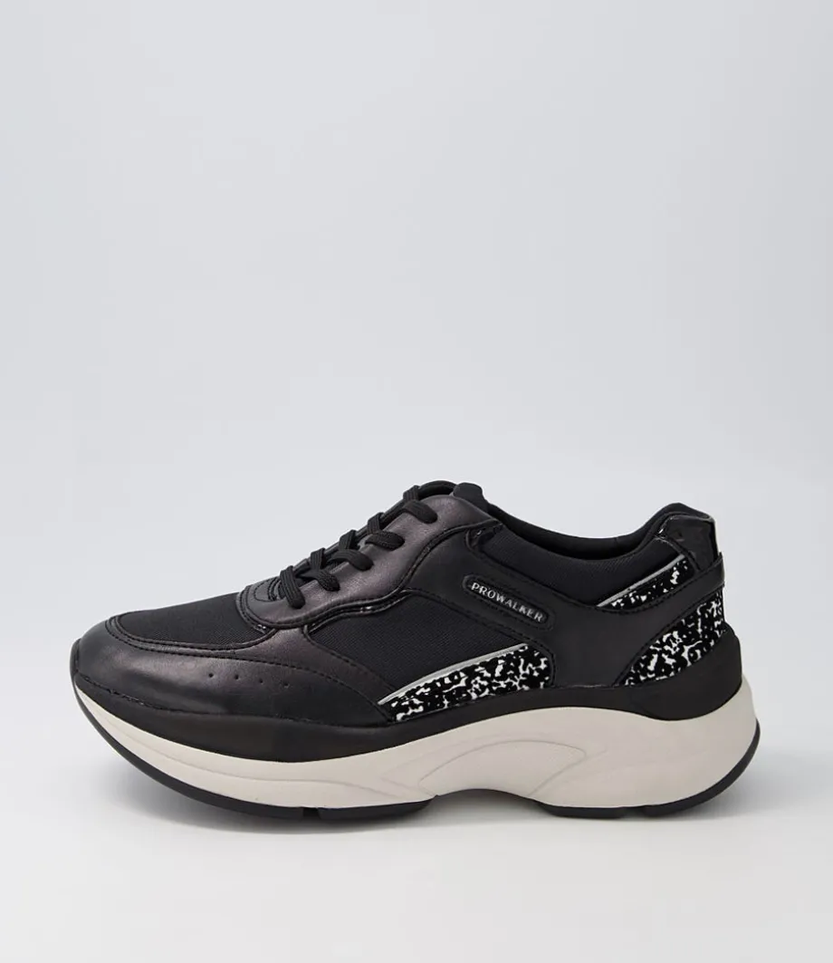 Pro Black Leather Textile Sneakers