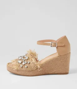 Purley Coffee Synthetic Raffia Leather Sandals