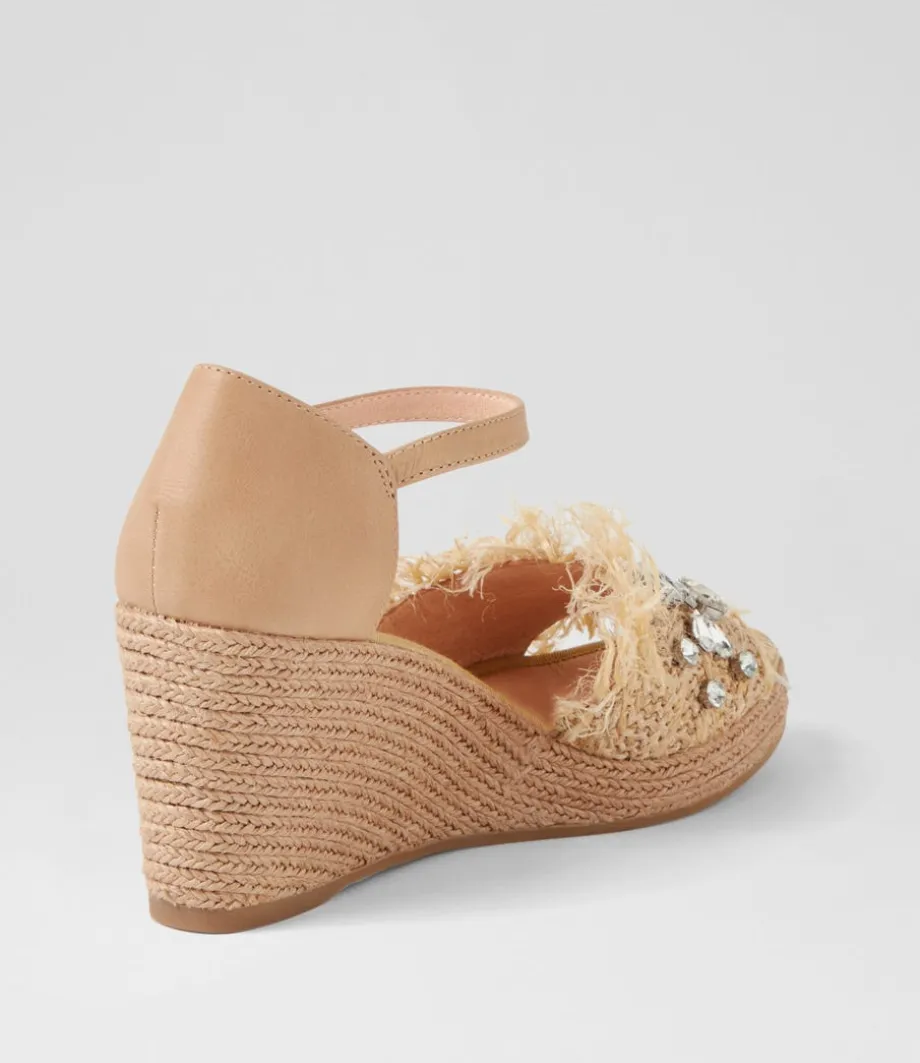 Purley Coffee Synthetic Raffia Leather Sandals