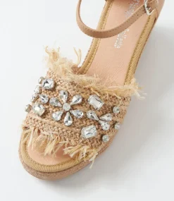 Purley Coffee Synthetic Raffia Leather Sandals