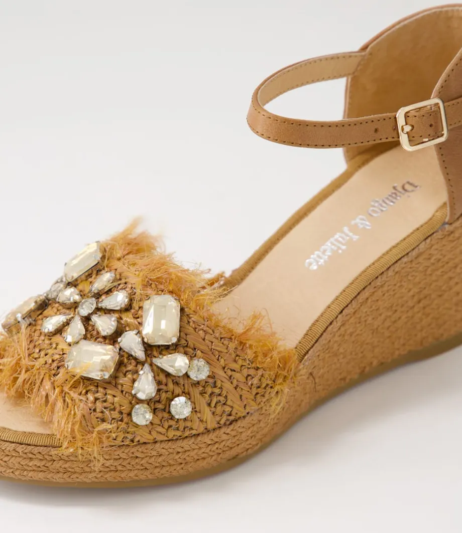 Purley Tan Synthetic Raffia Leather Sandals