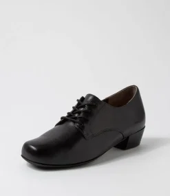 Qessol Xw Black Leather Lace Up Heels