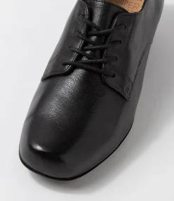 Qessol Xw Black Leather Lace Up Heels