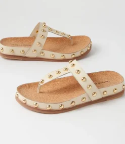 Quell Milk Gold Leather Thongs