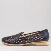 Quuets Navy Metallic Leather Loafers