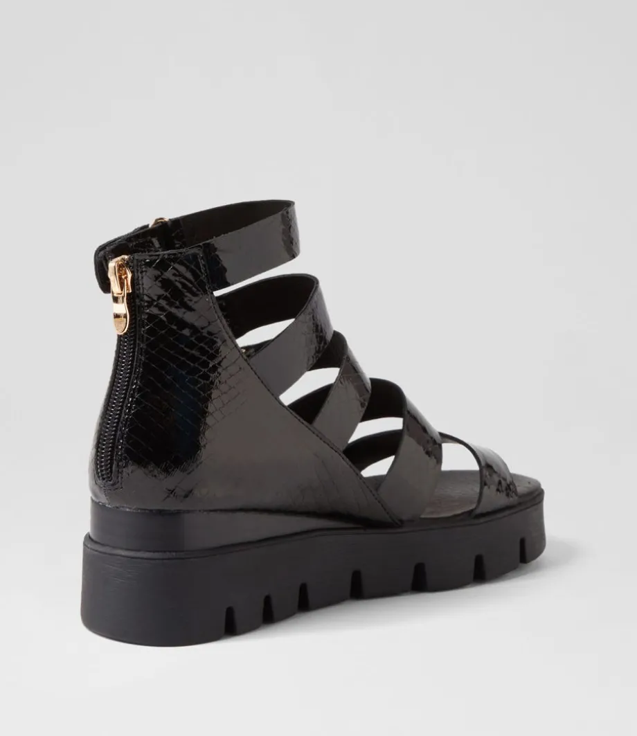 Raafe Black Mirror Leather Sandals
