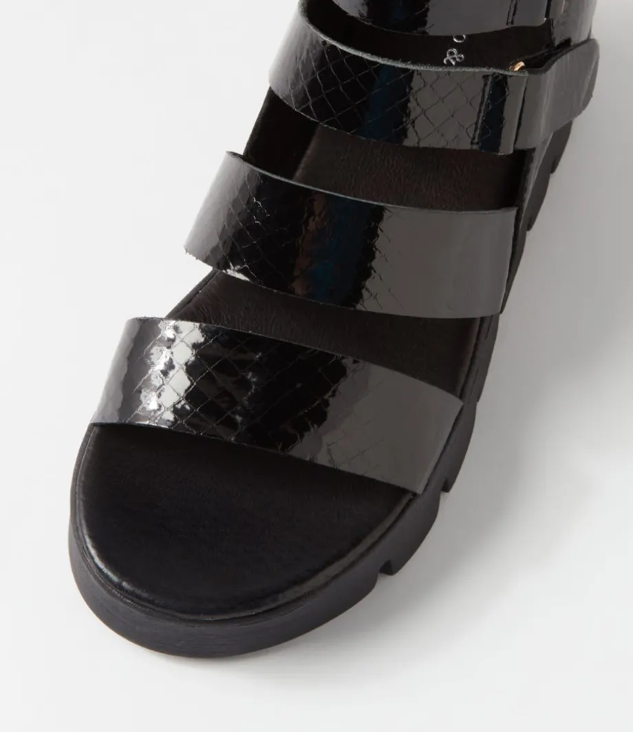 Raafe Black Mirror Leather Sandals