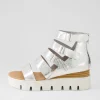 Raafe Silver White Mirror Leather Sandals