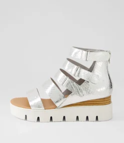 Raafe Silver White Mirror Leather Sandals