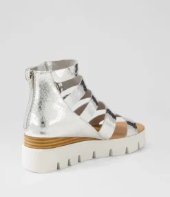 Raafe Silver White Mirror Leather Sandals