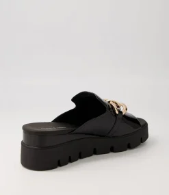 Rablise Black Patent Sole Slides