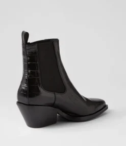 Rage Black Croc Patent Leather Chelsea Boots
