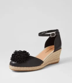 Rakim Black Leather Suede Wedges