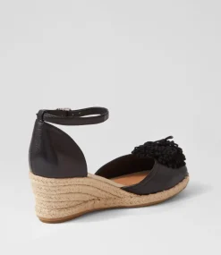 Rakim Black Leather Suede Wedges