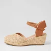 Rastan Natural Dark Tan Synthetic Raffia Leather Wedges