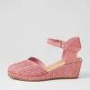 Rastan Pink Synthetic Raffia Leather Wedges