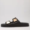 Redding Black Leather Slides