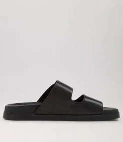 Redding Black Leather Slides