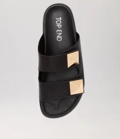 Redding Black Leather Slides