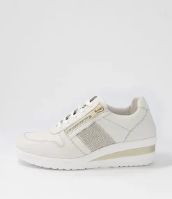Reehale White Silver Leather Jewels Sneakers