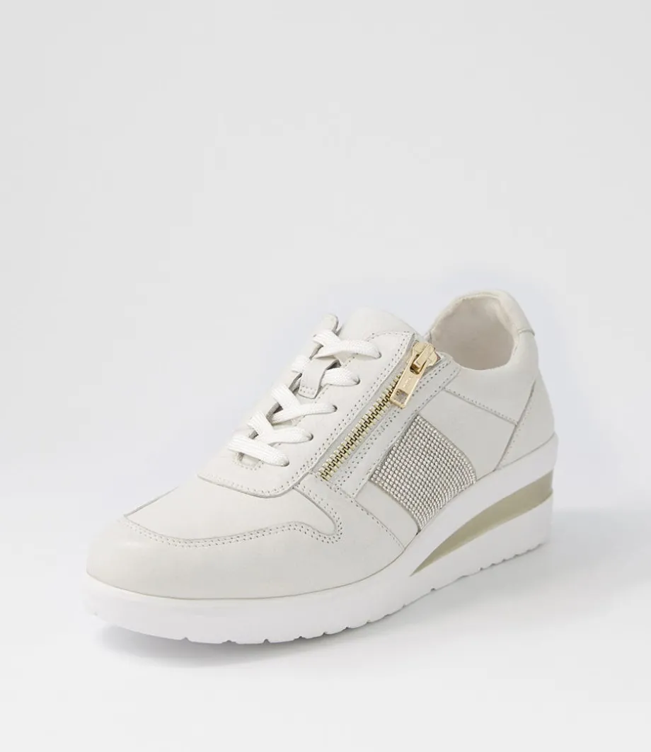 Reehale White Silver Leather Jewels Sneakers