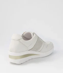 Reehale White Silver Leather Jewels Sneakers