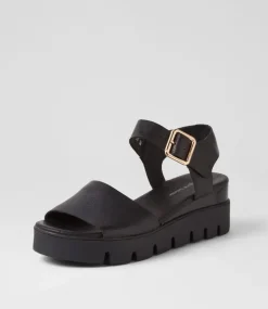 Reesen Black Leather Sandals