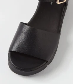 Reesen Black Leather Sandals