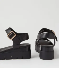 Reesen Black Leather Sandals