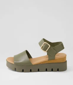 Reesen Olive Leather Sandals