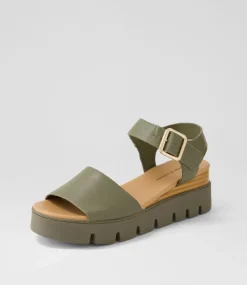 Reesen Olive Leather Sandals