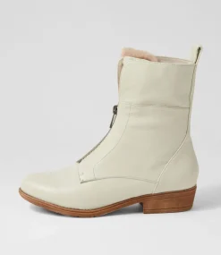 Regas Almond Natural Heel Leather Fur Ankle Boots
