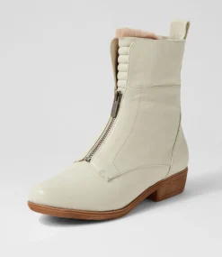 Regas Almond Natural Heel Leather Fur Ankle Boots