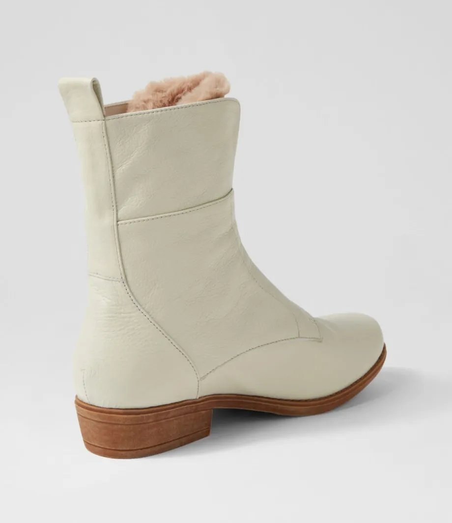 Regas Almond Natural Heel Leather Fur Ankle Boots