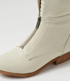 Regas Almond Natural Heel Leather Fur Ankle Boots