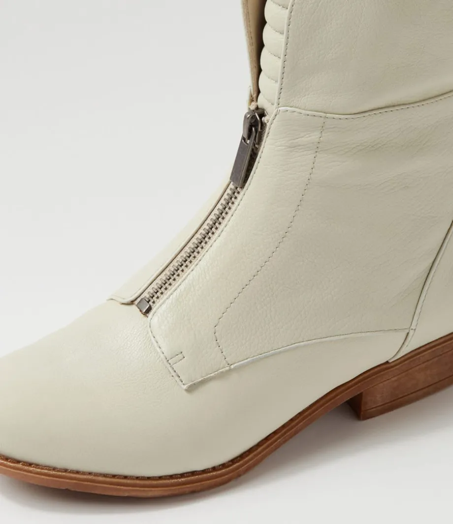Regas Almond Natural Heel Leather Fur Ankle Boots