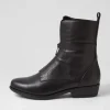 Regas Black Leather Fur Ankle Boots