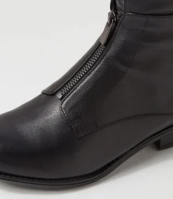 Regas Black Leather Fur Ankle Boots