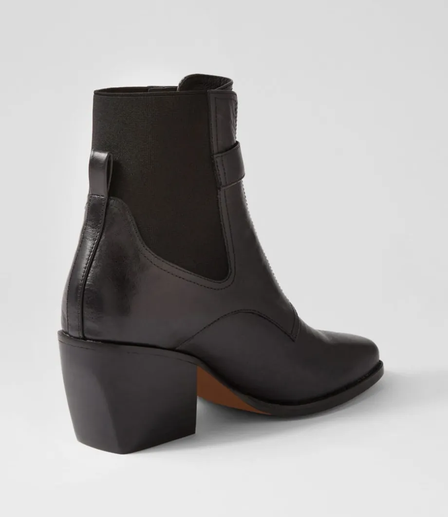 Relsea Black Leather Elastic Chelsea Boots