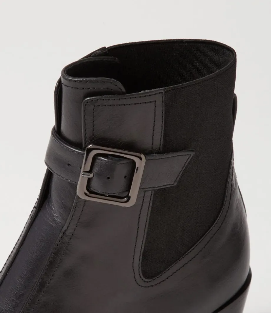 Relsea Black Leather Elastic Chelsea Boots