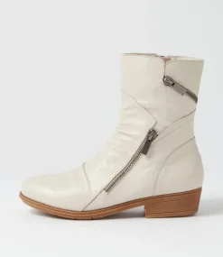 Renu Almond Leather Ankle Boots