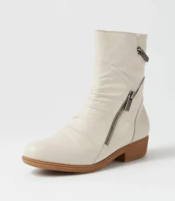 Renu Almond Leather Ankle Boots