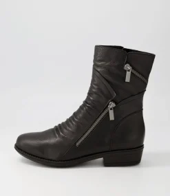 Renu Black Leather Ankle Boots