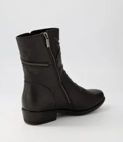 Renu Black Leather Ankle Boots