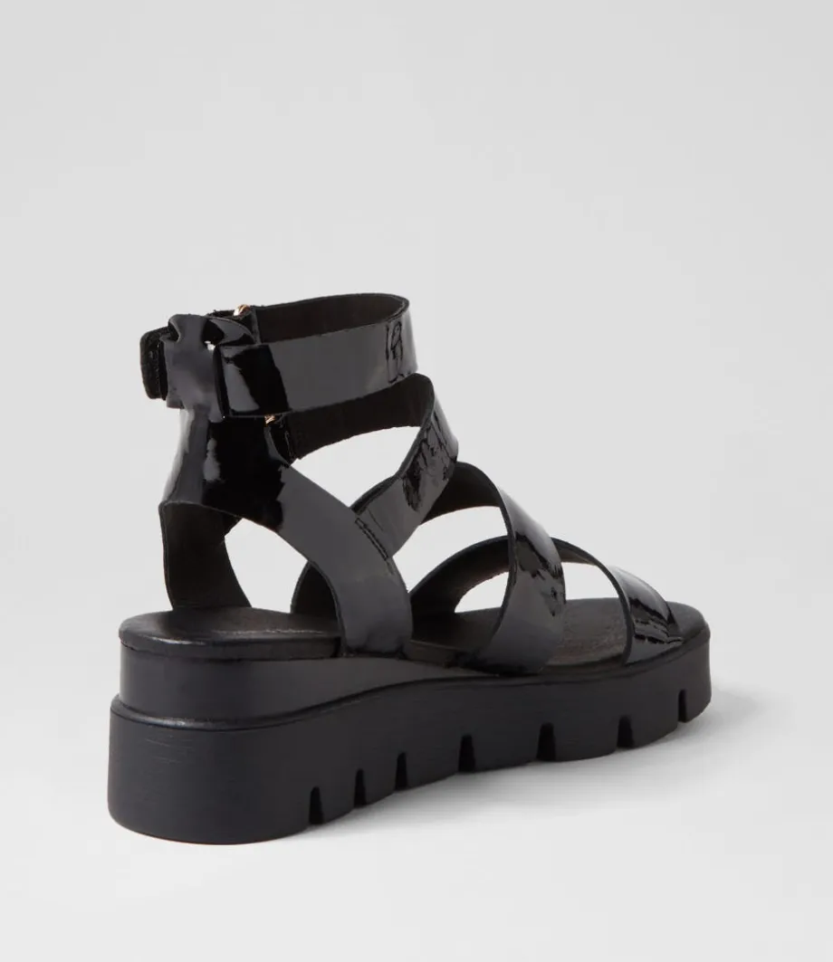 Rhean Black Patent Sandals