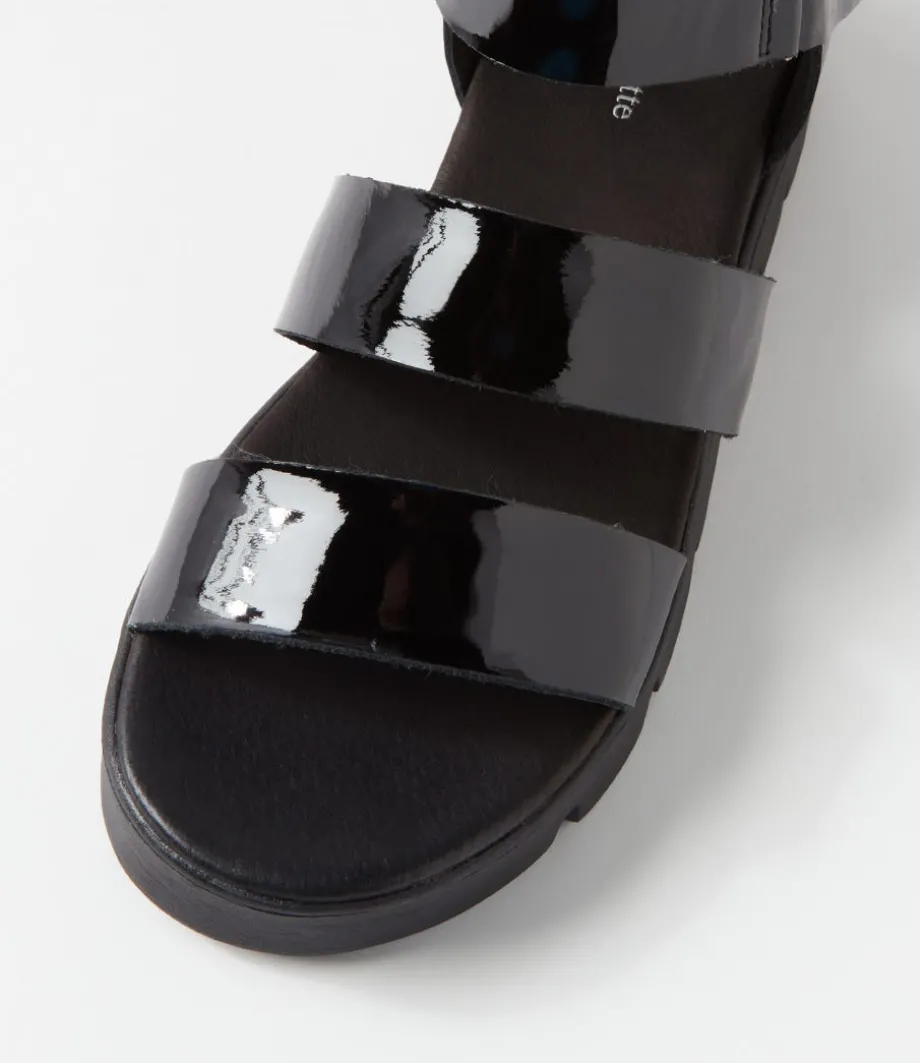 Rhean Black Patent Sandals