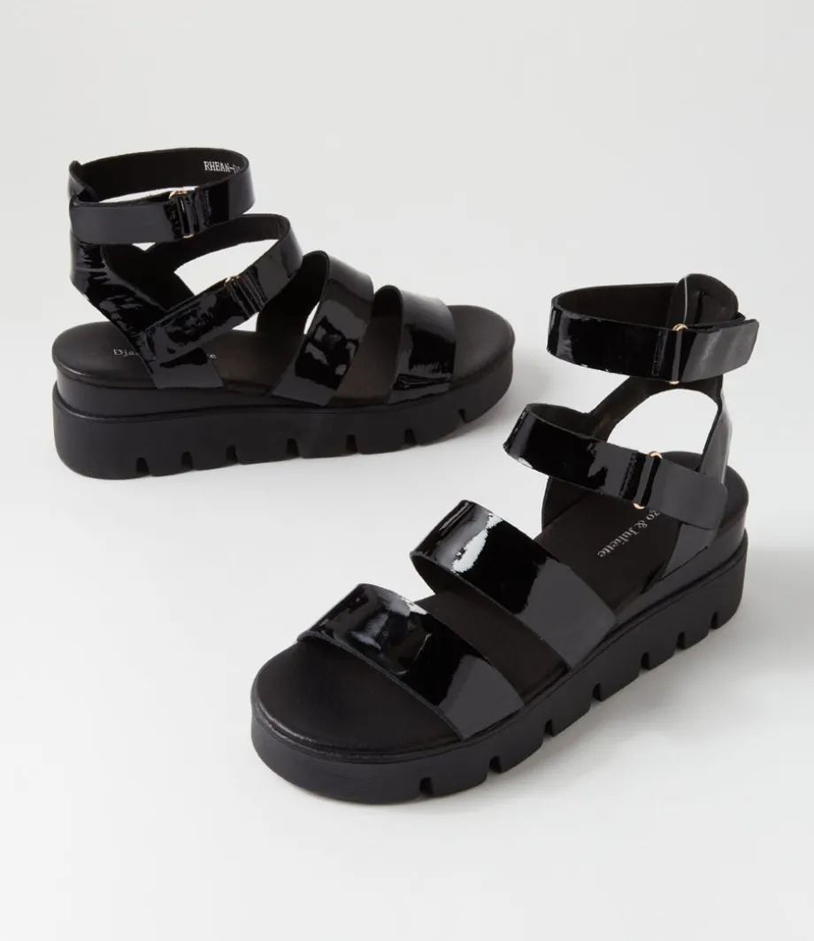 Rhean Black Patent Sandals